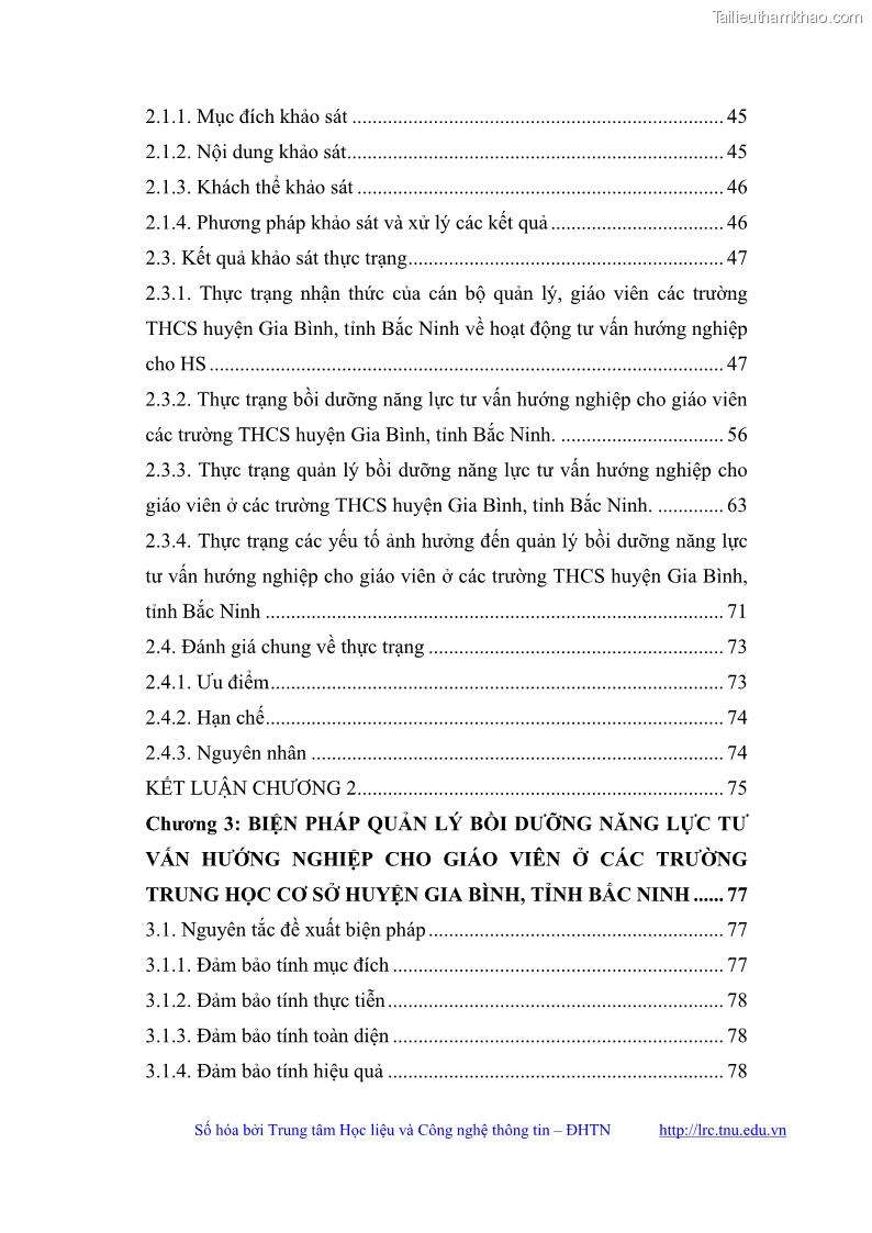 Luận văn thạc sĩ khoa học giáo dục Quản lý bồi dưỡng năng lực tư vấn hướng nghiệp cho giáo viên ở các trường trung học cơ sở huyện Gia Bình, tỉnh Bắc Ninh - 1 Trang 7