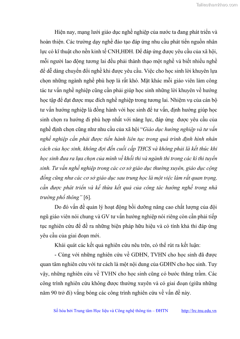 Luận văn thạc sĩ khoa học giáo dục Quản lý bồi dưỡng năng lực tư vấn hướng nghiệp cho giáo viên ở các trường trung học cơ sở huyện Gia Bình, tỉnh Bắc Ninh - 2 Trang 22