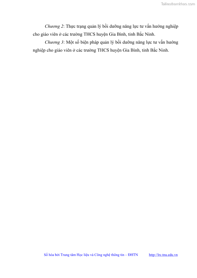 Luận văn thạc sĩ khoa học giáo dục Quản lý bồi dưỡng năng lực tư vấn hướng nghiệp cho giáo viên ở các trường trung học cơ sở huyện Gia Bình, tỉnh Bắc Ninh - 2 Trang 18
