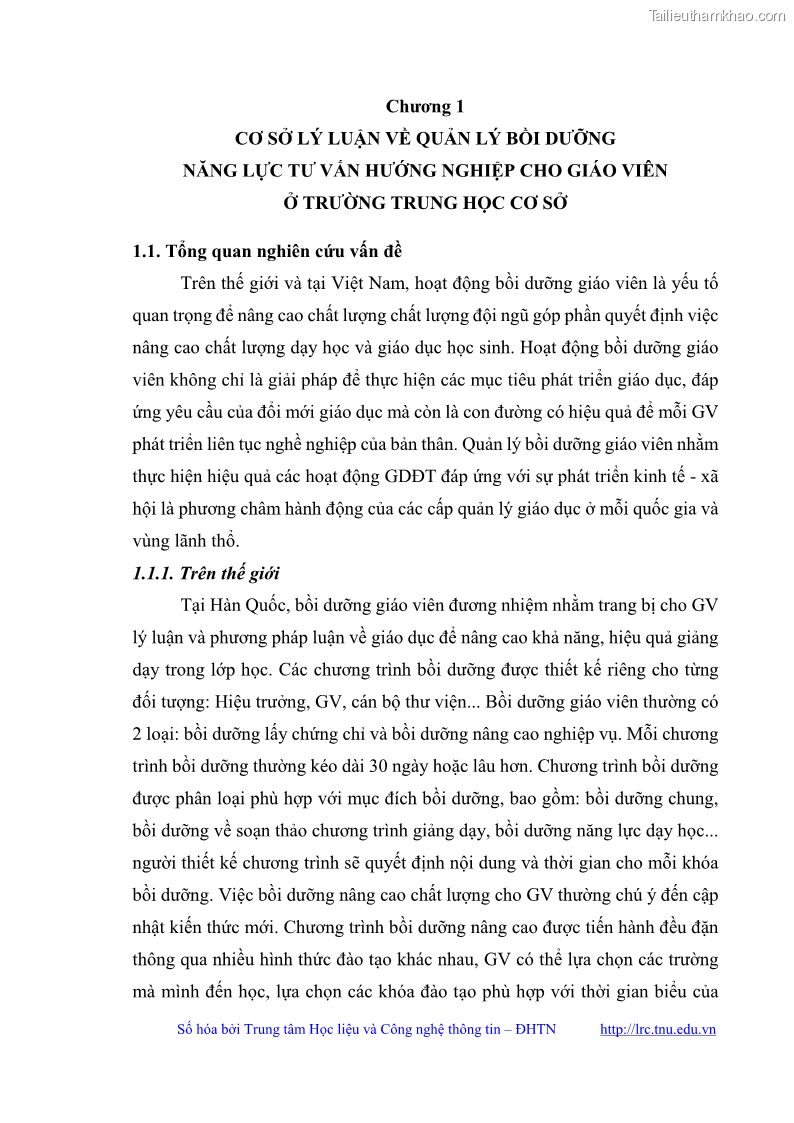 Luận văn thạc sĩ khoa học giáo dục Quản lý bồi dưỡng năng lực tư vấn hướng nghiệp cho giáo viên ở các trường trung học cơ sở huyện Gia Bình, tỉnh Bắc Ninh - 2 Trang 19