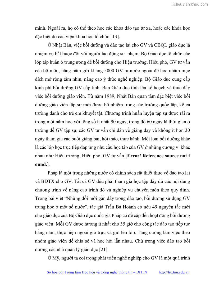 Luận văn thạc sĩ khoa học giáo dục Quản lý bồi dưỡng năng lực tư vấn hướng nghiệp cho giáo viên ở các trường trung học cơ sở huyện Gia Bình, tỉnh Bắc Ninh - 2 Trang 20