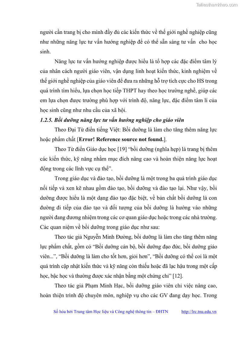 Luận văn thạc sĩ khoa học giáo dục Quản lý bồi dưỡng năng lực tư vấn hướng nghiệp cho giáo viên ở các trường trung học cơ sở huyện Gia Bình, tỉnh Bắc Ninh - 4 Trang 37