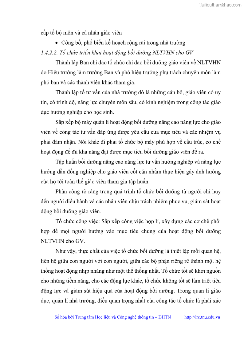 Luận văn thạc sĩ khoa học giáo dục Quản lý bồi dưỡng năng lực tư vấn hướng nghiệp cho giáo viên ở các trường trung học cơ sở huyện Gia Bình, tỉnh Bắc Ninh - 4 Trang 47