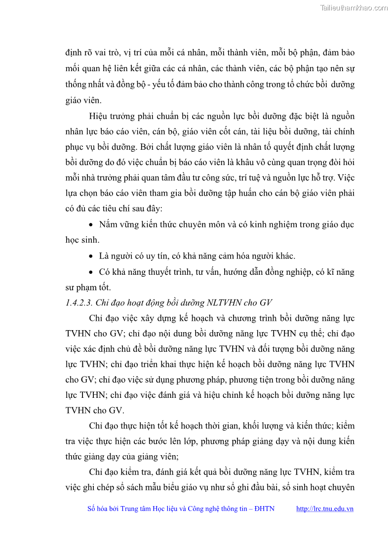Luận văn thạc sĩ khoa học giáo dục Quản lý bồi dưỡng năng lực tư vấn hướng nghiệp cho giáo viên ở các trường trung học cơ sở huyện Gia Bình, tỉnh Bắc Ninh - 4 Trang 48