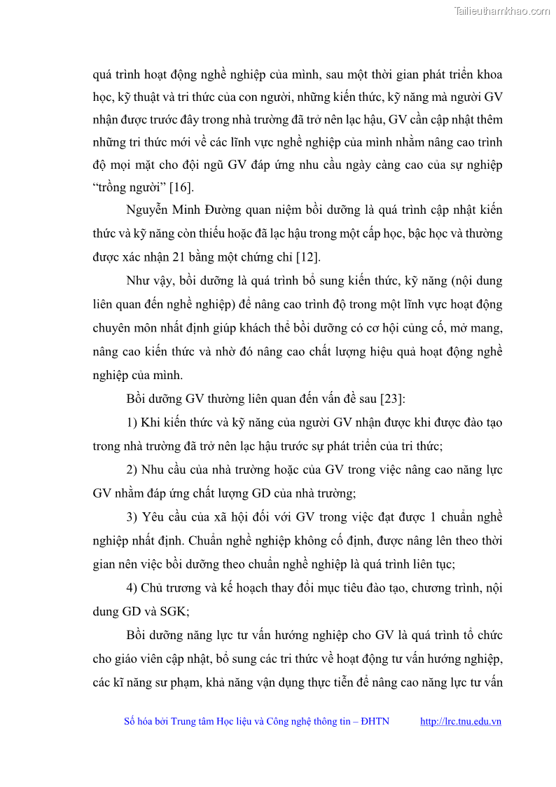 Luận văn thạc sĩ khoa học giáo dục Quản lý bồi dưỡng năng lực tư vấn hướng nghiệp cho giáo viên ở các trường trung học cơ sở huyện Gia Bình, tỉnh Bắc Ninh - 4 Trang 38