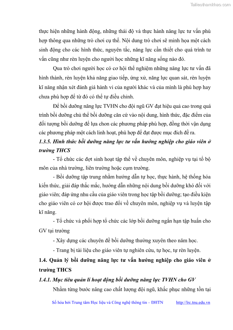 Luận văn thạc sĩ khoa học giáo dục Quản lý bồi dưỡng năng lực tư vấn hướng nghiệp cho giáo viên ở các trường trung học cơ sở huyện Gia Bình, tỉnh Bắc Ninh - 4 Trang 44