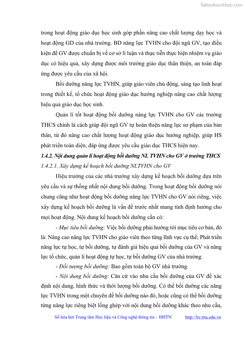 Luận văn thạc sĩ khoa học giáo dục Quản lý bồi dưỡng năng lực tư vấn hướng nghiệp cho giáo viên ở các trường trung học cơ sở huyện Gia Bình, tỉnh Bắc Ninh - 4 Trang 45