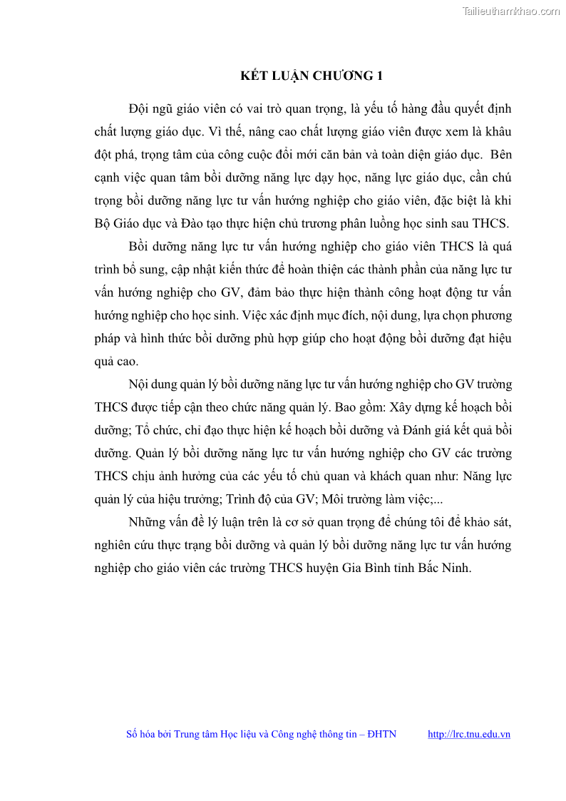 Luận văn thạc sĩ khoa học giáo dục Quản lý bồi dưỡng năng lực tư vấn hướng nghiệp cho giáo viên ở các trường trung học cơ sở huyện Gia Bình, tỉnh Bắc Ninh - 5 Trang 54