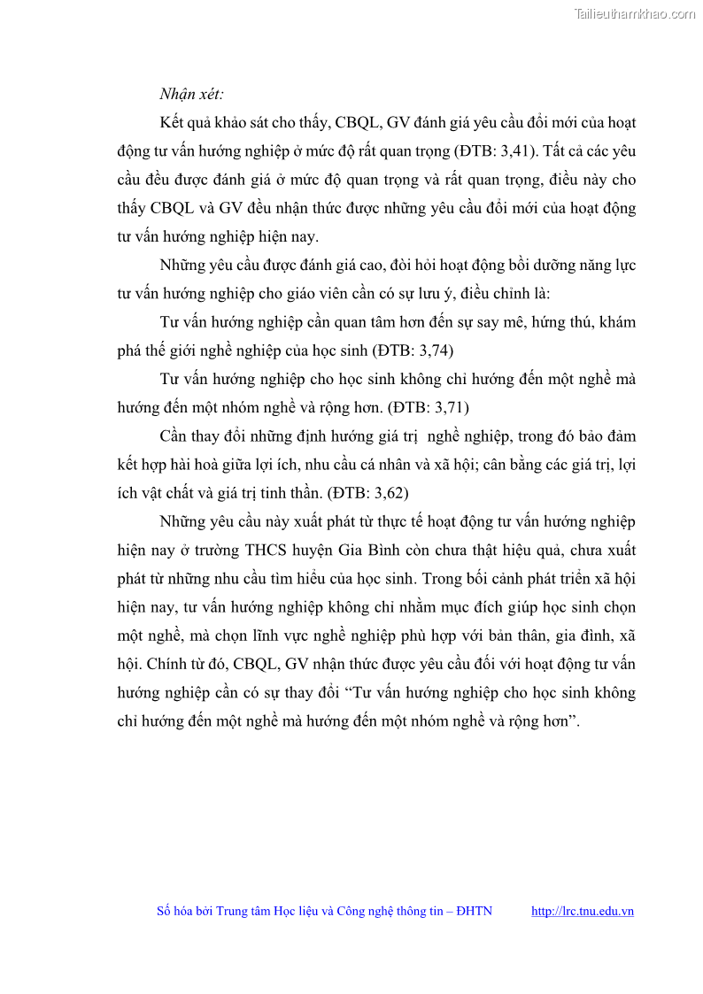 Luận văn thạc sĩ khoa học giáo dục Quản lý bồi dưỡng năng lực tư vấn hướng nghiệp cho giáo viên ở các trường trung học cơ sở huyện Gia Bình, tỉnh Bắc Ninh - 6 Trang 64