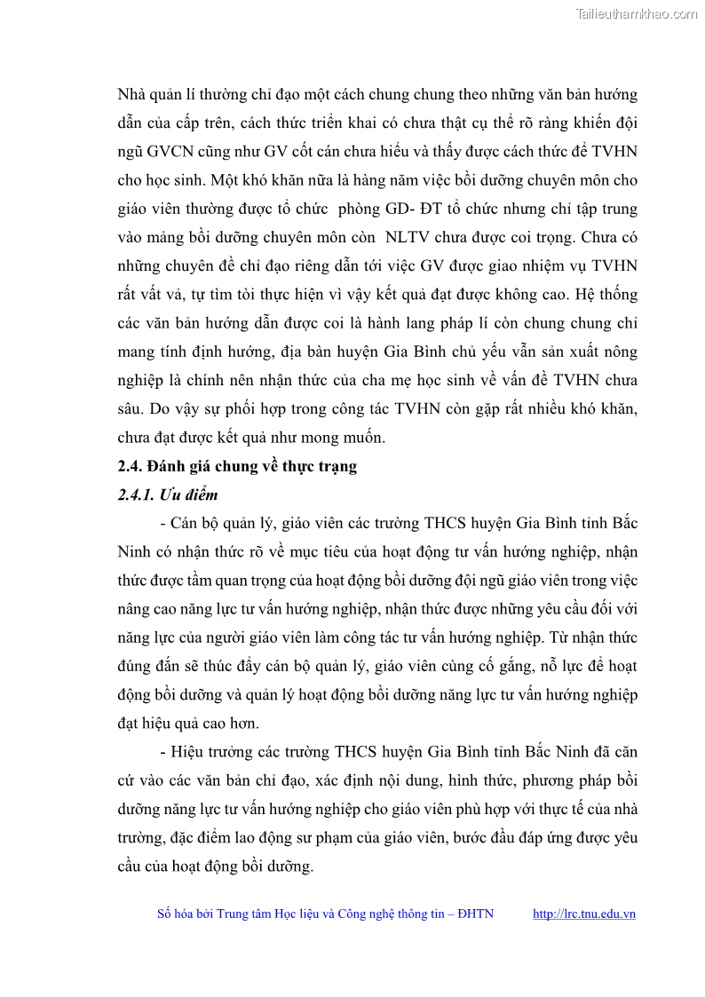 Luận văn thạc sĩ khoa học giáo dục Quản lý bồi dưỡng năng lực tư vấn hướng nghiệp cho giáo viên ở các trường trung học cơ sở huyện Gia Bình, tỉnh Bắc Ninh - 8 Trang 85