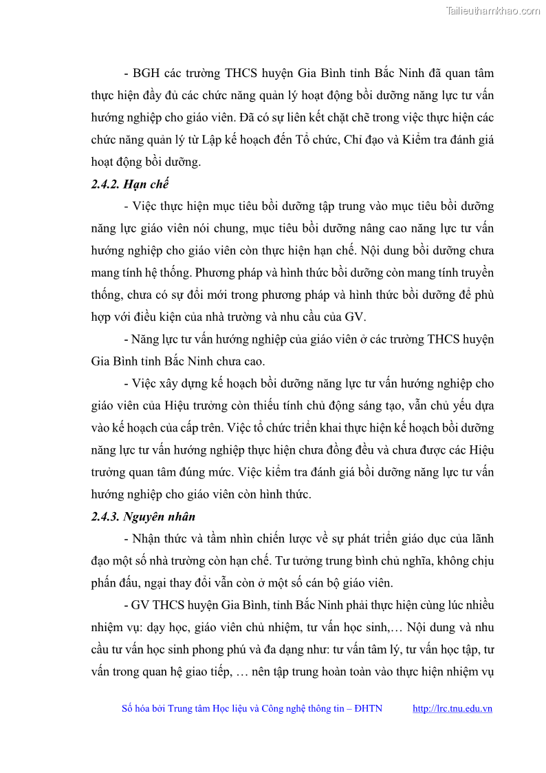 Luận văn thạc sĩ khoa học giáo dục Quản lý bồi dưỡng năng lực tư vấn hướng nghiệp cho giáo viên ở các trường trung học cơ sở huyện Gia Bình, tỉnh Bắc Ninh - 8 Trang 86
