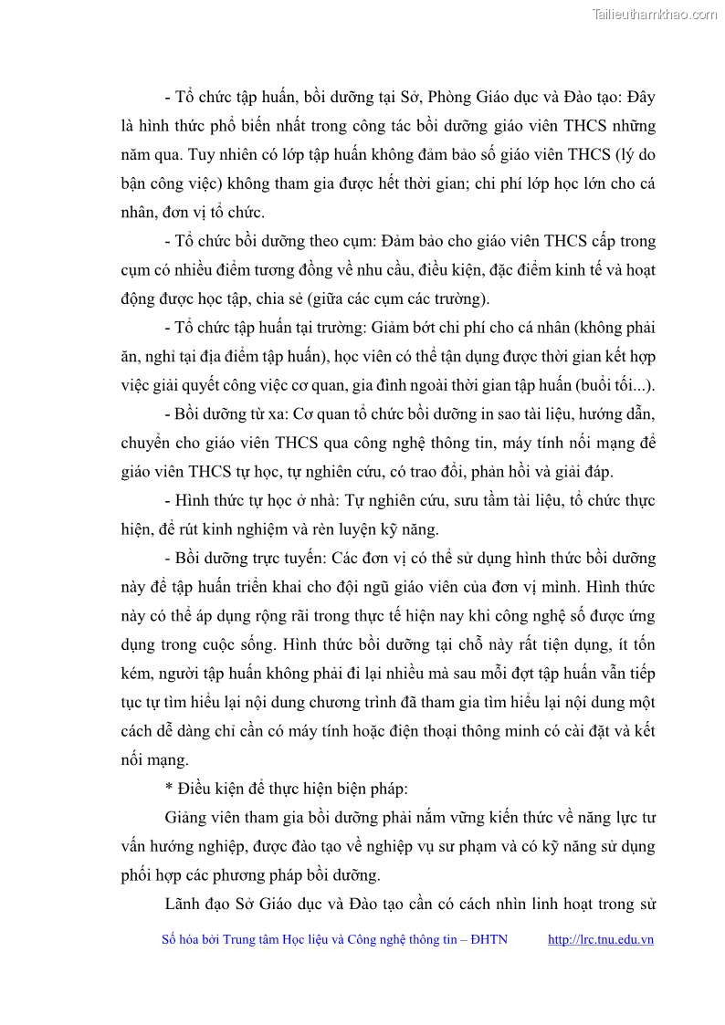 Luận văn thạc sĩ khoa học giáo dục Quản lý bồi dưỡng năng lực tư vấn hướng nghiệp cho giáo viên ở các trường trung học cơ sở huyện Gia Bình, tỉnh Bắc Ninh - 9 Trang 97