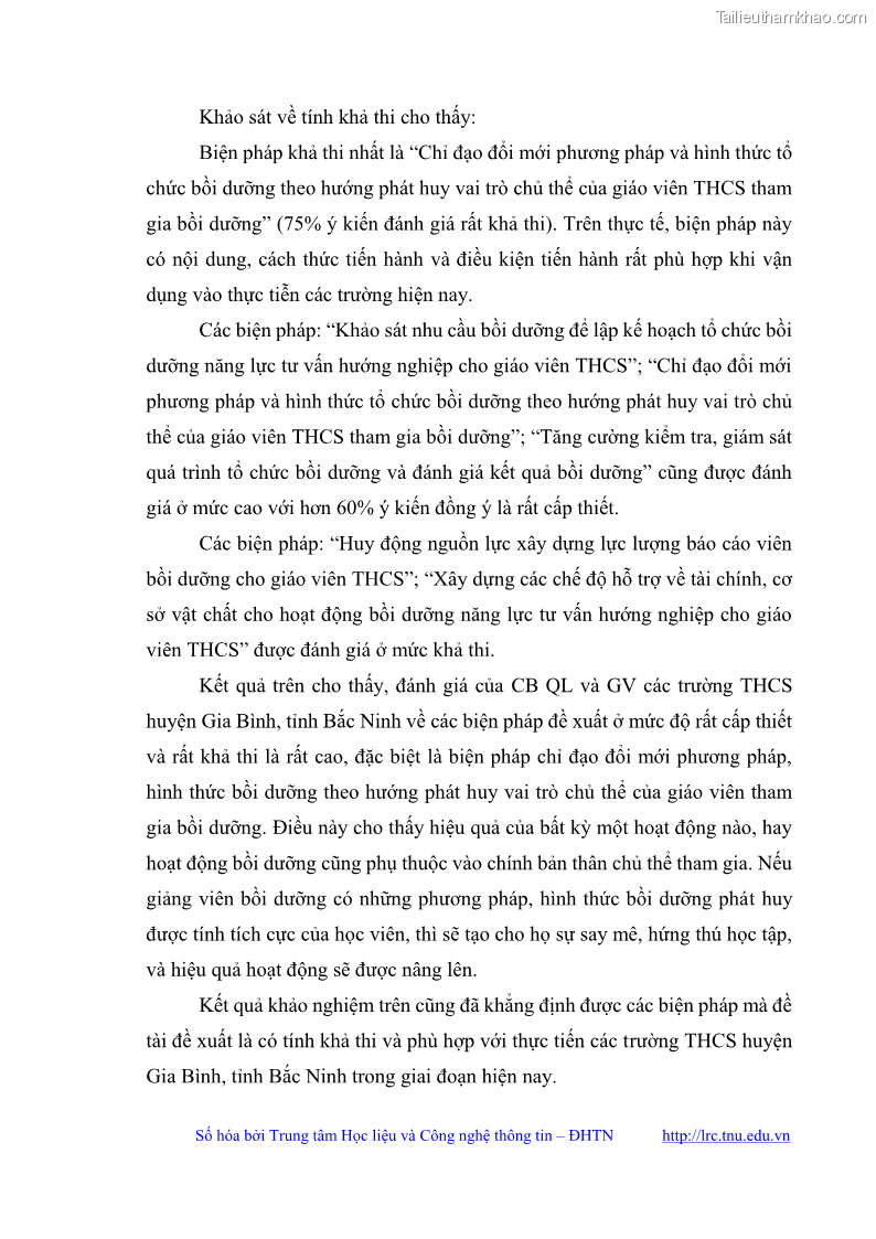 Luận văn thạc sĩ khoa học giáo dục Quản lý bồi dưỡng năng lực tư vấn hướng nghiệp cho giáo viên ở các trường trung học cơ sở huyện Gia Bình, tỉnh Bắc Ninh - 9 Trang 106