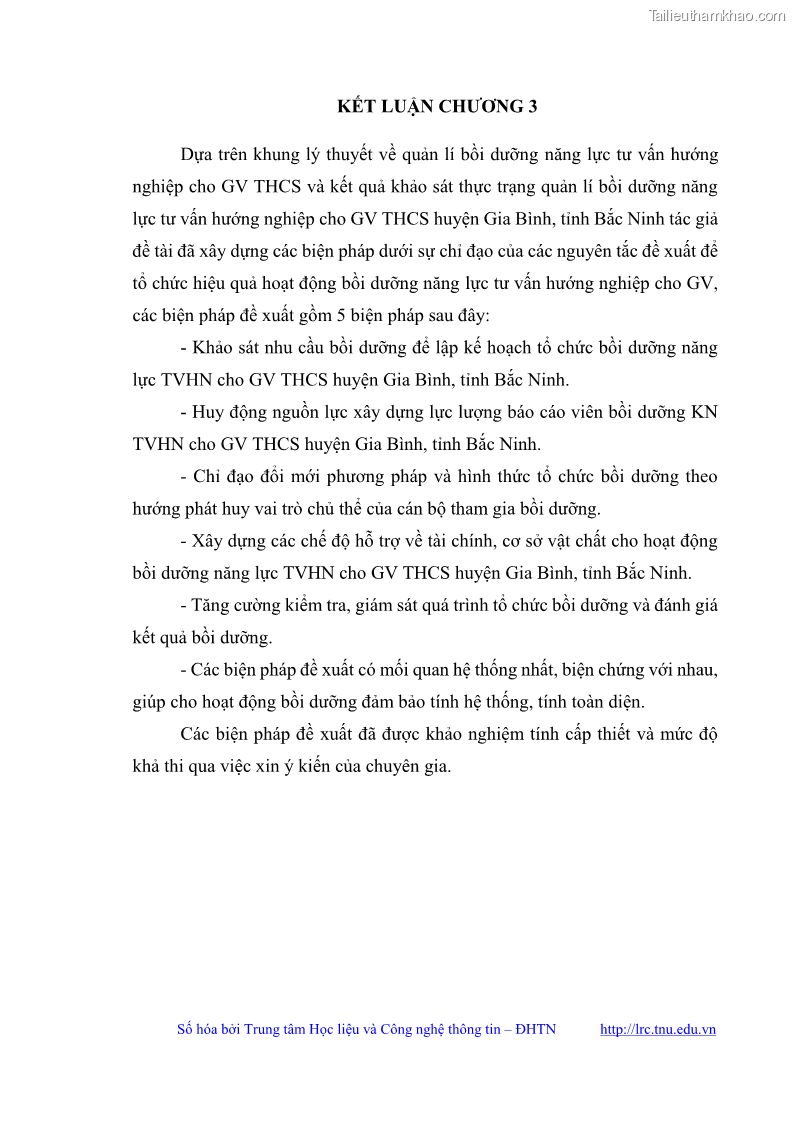 Luận văn thạc sĩ khoa học giáo dục Quản lý bồi dưỡng năng lực tư vấn hướng nghiệp cho giáo viên ở các trường trung học cơ sở huyện Gia Bình, tỉnh Bắc Ninh - 9 Trang 107