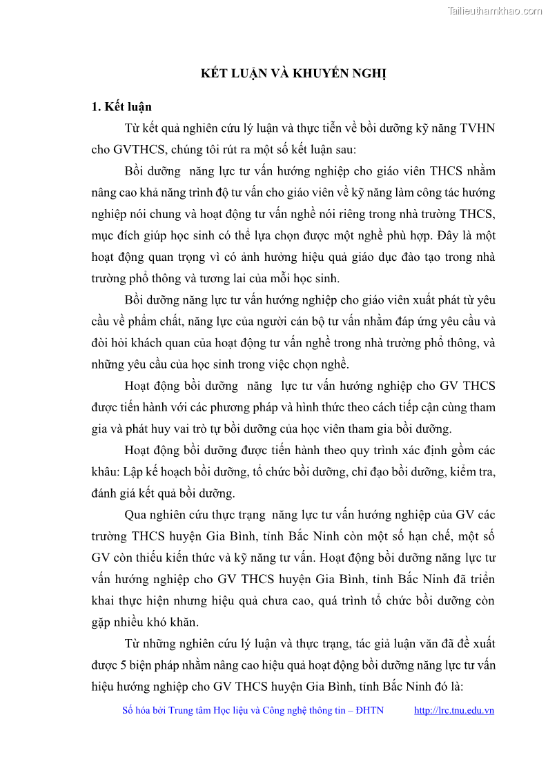 Luận văn thạc sĩ khoa học giáo dục Quản lý bồi dưỡng năng lực tư vấn hướng nghiệp cho giáo viên ở các trường trung học cơ sở huyện Gia Bình, tỉnh Bắc Ninh - 9 Trang 108
