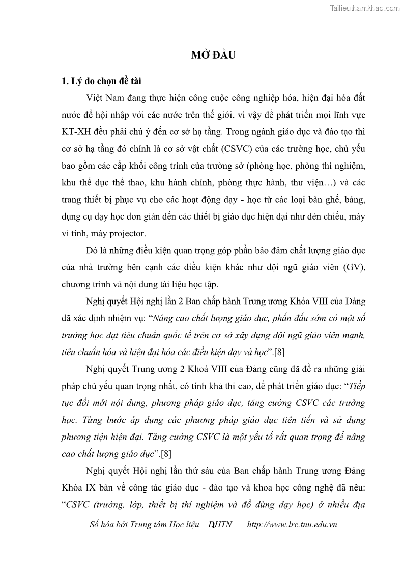 Luận văn thạc sĩ khoa học giáo dục Quản lý cơ sở vật chất ở các trường trung học cơ sở thị xã Quảng Yên, tỉnh Quảng Ninh - 1 Trang 11