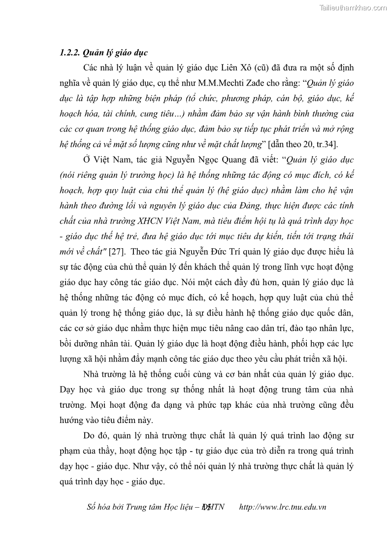 Luận văn thạc sĩ khoa học giáo dục Quản lý cơ sở vật chất ở các trường trung học cơ sở thị xã Quảng Yên, tỉnh Quảng Ninh - 3 Trang 25