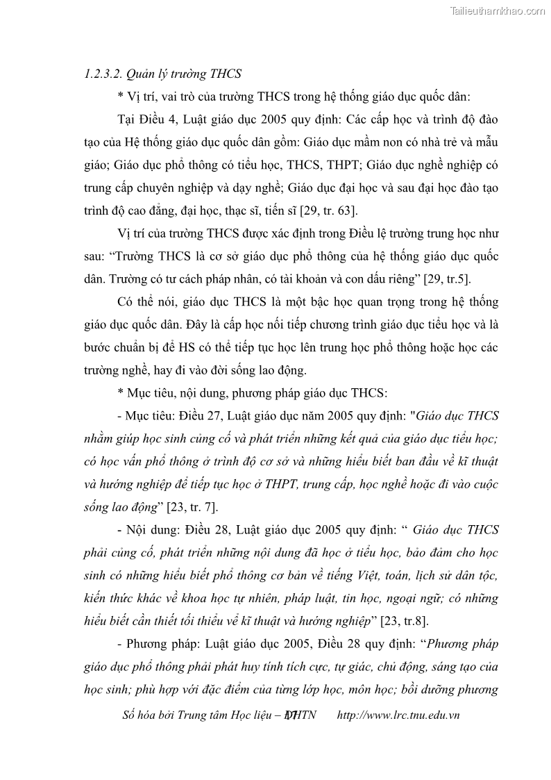 Luận văn thạc sĩ khoa học giáo dục Quản lý cơ sở vật chất ở các trường trung học cơ sở thị xã Quảng Yên, tỉnh Quảng Ninh - 3 Trang 27