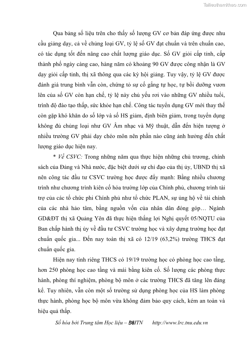 Luận văn thạc sĩ khoa học giáo dục Quản lý cơ sở vật chất ở các trường trung học cơ sở thị xã Quảng Yên, tỉnh Quảng Ninh - 4 Trang 48