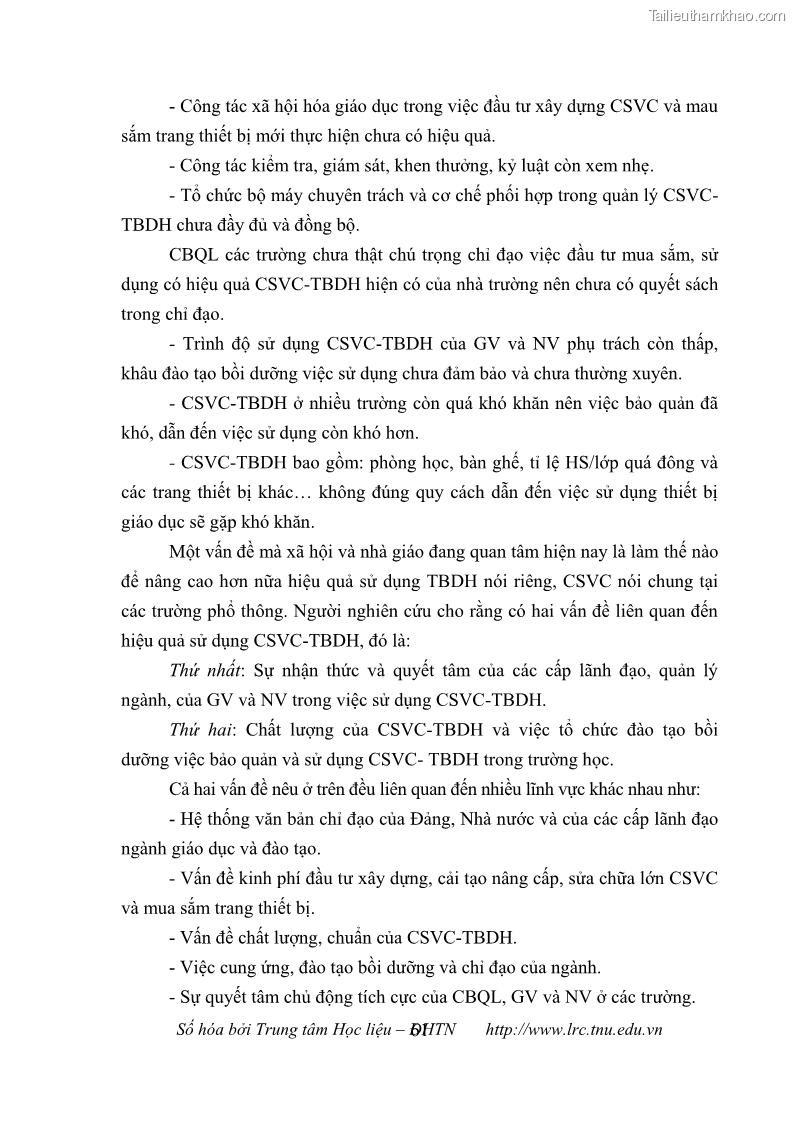 Luận văn thạc sĩ khoa học giáo dục Quản lý cơ sở vật chất ở các trường trung học cơ sở thị xã Quảng Yên, tỉnh Quảng Ninh - 6 Trang 71