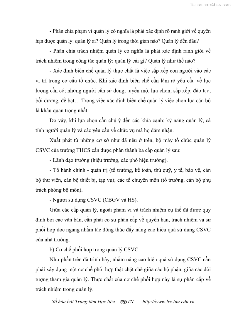 Luận văn thạc sĩ khoa học giáo dục Quản lý cơ sở vật chất ở các trường trung học cơ sở thị xã Quảng Yên, tỉnh Quảng Ninh - 7 Trang 82