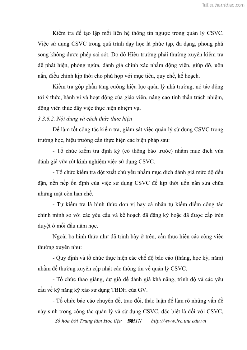 Luận văn thạc sĩ khoa học giáo dục Quản lý cơ sở vật chất ở các trường trung học cơ sở thị xã Quảng Yên, tỉnh Quảng Ninh - 8 Trang 88
