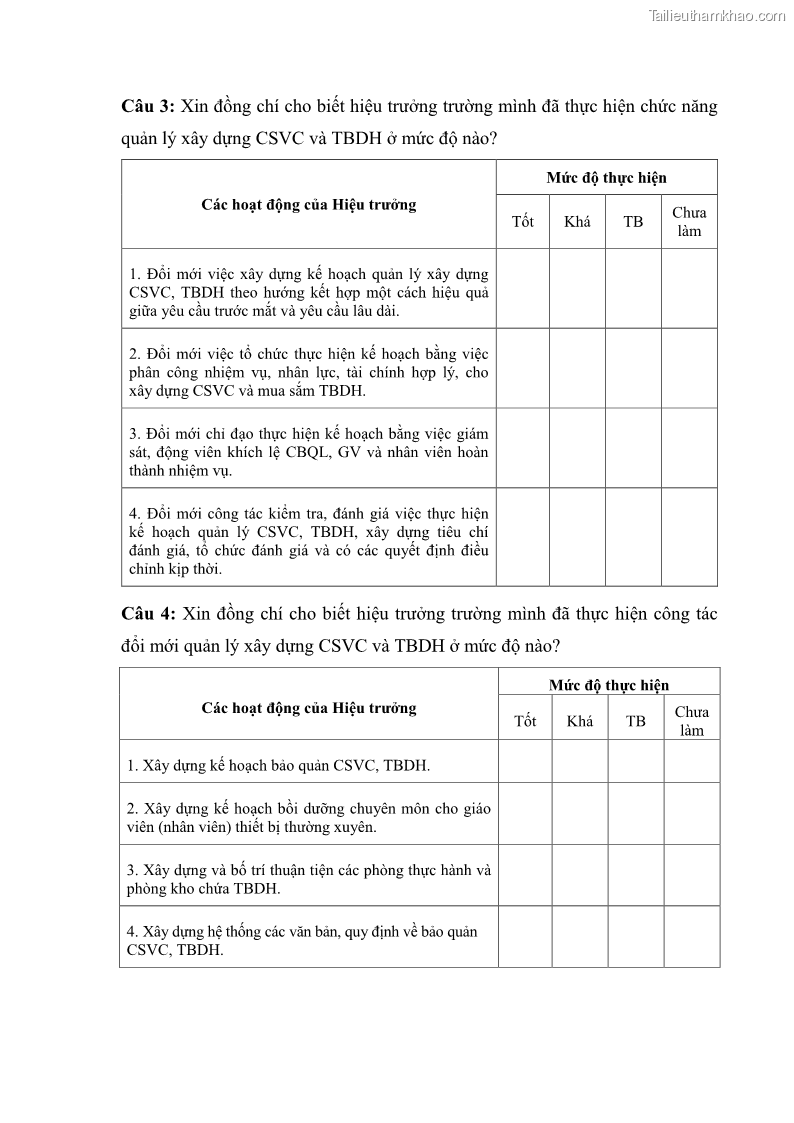 Luận văn thạc sĩ khoa học giáo dục Quản lý cơ sở vật chất ở các trường trung học cơ sở thị xã Quảng Yên, tỉnh Quảng Ninh - 9 Trang 102
