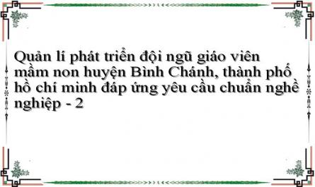 Quản lí phát triển đội ngũ giáo viên mầm non huyện Bình Chánh, thành phố hồ chí minh đáp ứng yêu cầu chuẩn nghề nghiệp - 2