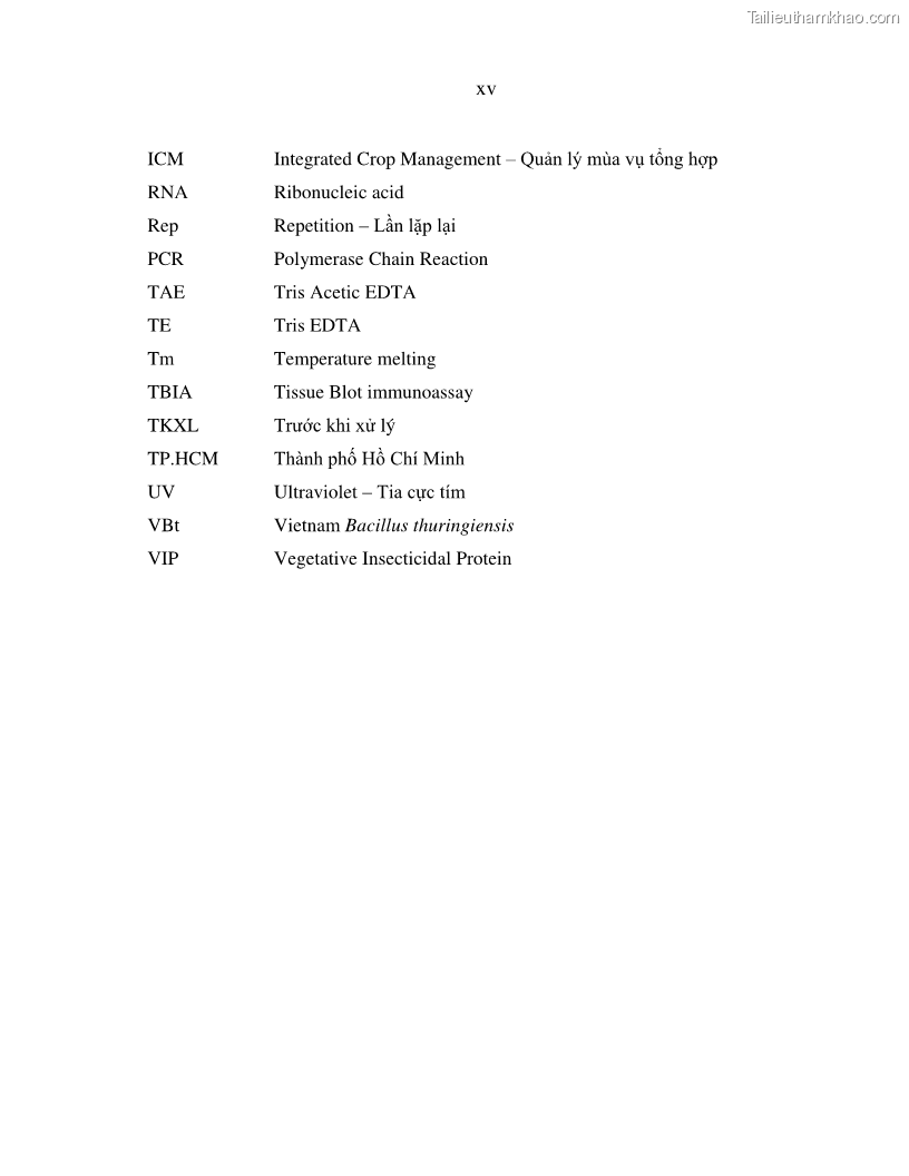 Luận án tiến sĩ bảo vệ thực vật Nghiên cứu sự đa dạng và độc tính của vi khuẩn Bacillus thuringiensis var. kurstaki trên sâu ăn lá hại rau ở Việt Nam - 2 Trang 17