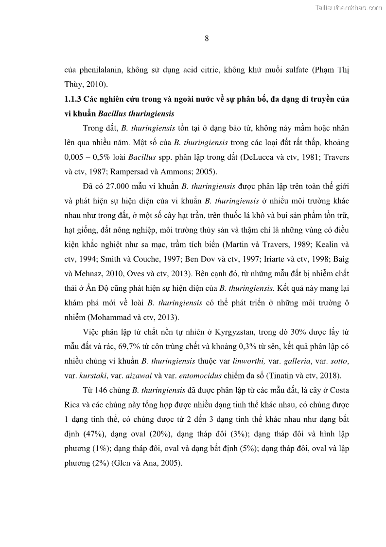 Luận án tiến sĩ bảo vệ thực vật Nghiên cứu sự đa dạng và độc tính của vi khuẩn Bacillus thuringiensis var. kurstaki trên sâu ăn lá hại rau ở Việt Nam - 3 Trang 34