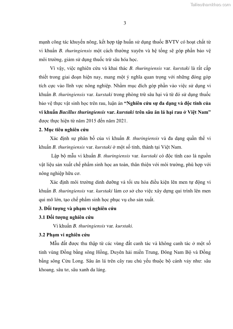 Luận án tiến sĩ bảo vệ thực vật Nghiên cứu sự đa dạng và độc tính của vi khuẩn Bacillus thuringiensis var. kurstaki trên sâu ăn lá hại rau ở Việt Nam - 3 Trang 29