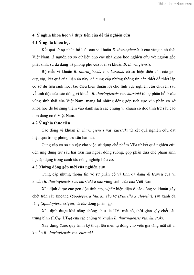 Luận án tiến sĩ bảo vệ thực vật Nghiên cứu sự đa dạng và độc tính của vi khuẩn Bacillus thuringiensis var. kurstaki trên sâu ăn lá hại rau ở Việt Nam - 3 Trang 30