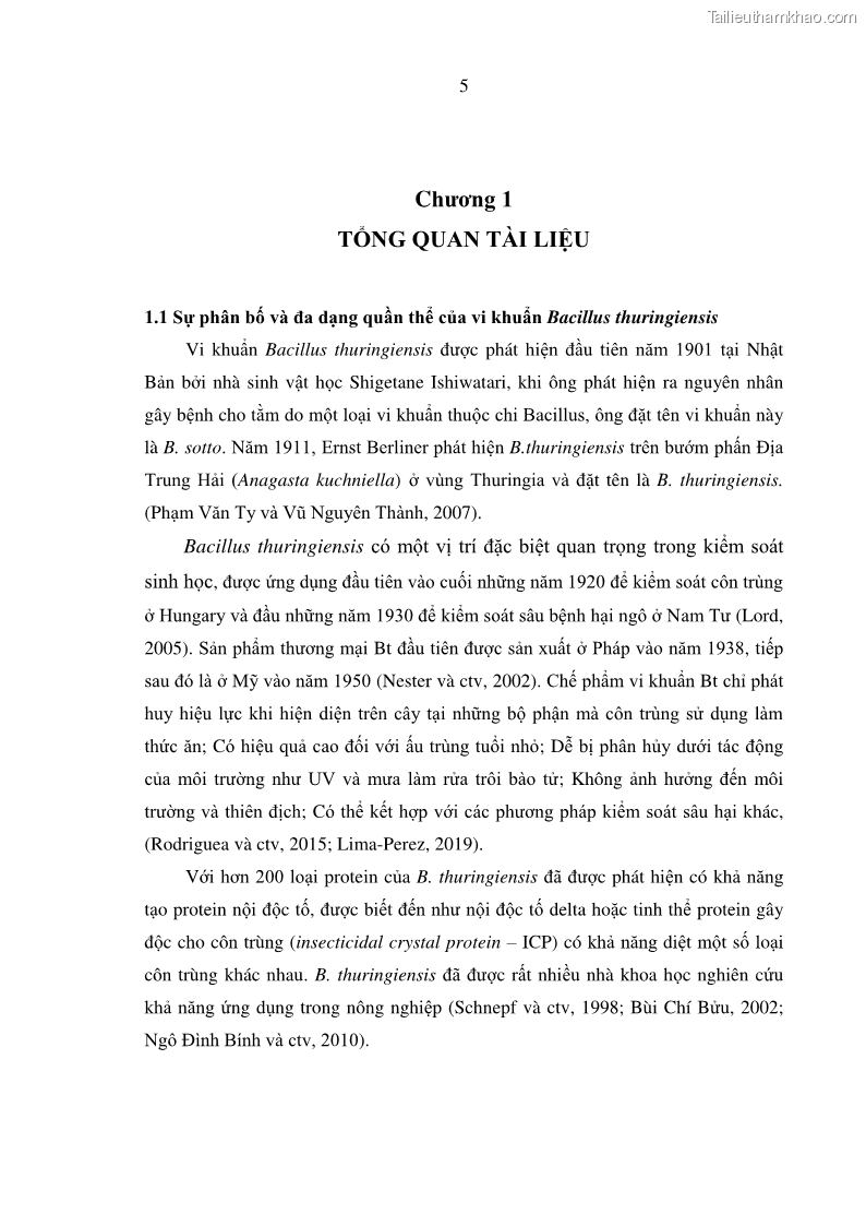Luận án tiến sĩ bảo vệ thực vật Nghiên cứu sự đa dạng và độc tính của vi khuẩn Bacillus thuringiensis var. kurstaki trên sâu ăn lá hại rau ở Việt Nam - 3 Trang 31