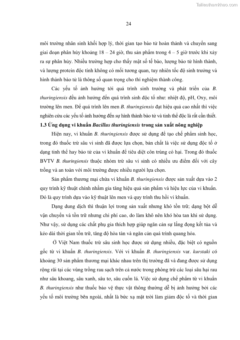 Luận án tiến sĩ bảo vệ thực vật Nghiên cứu sự đa dạng và độc tính của vi khuẩn Bacillus thuringiensis var. kurstaki trên sâu ăn lá hại rau ở Việt Nam - 5 Trang 50