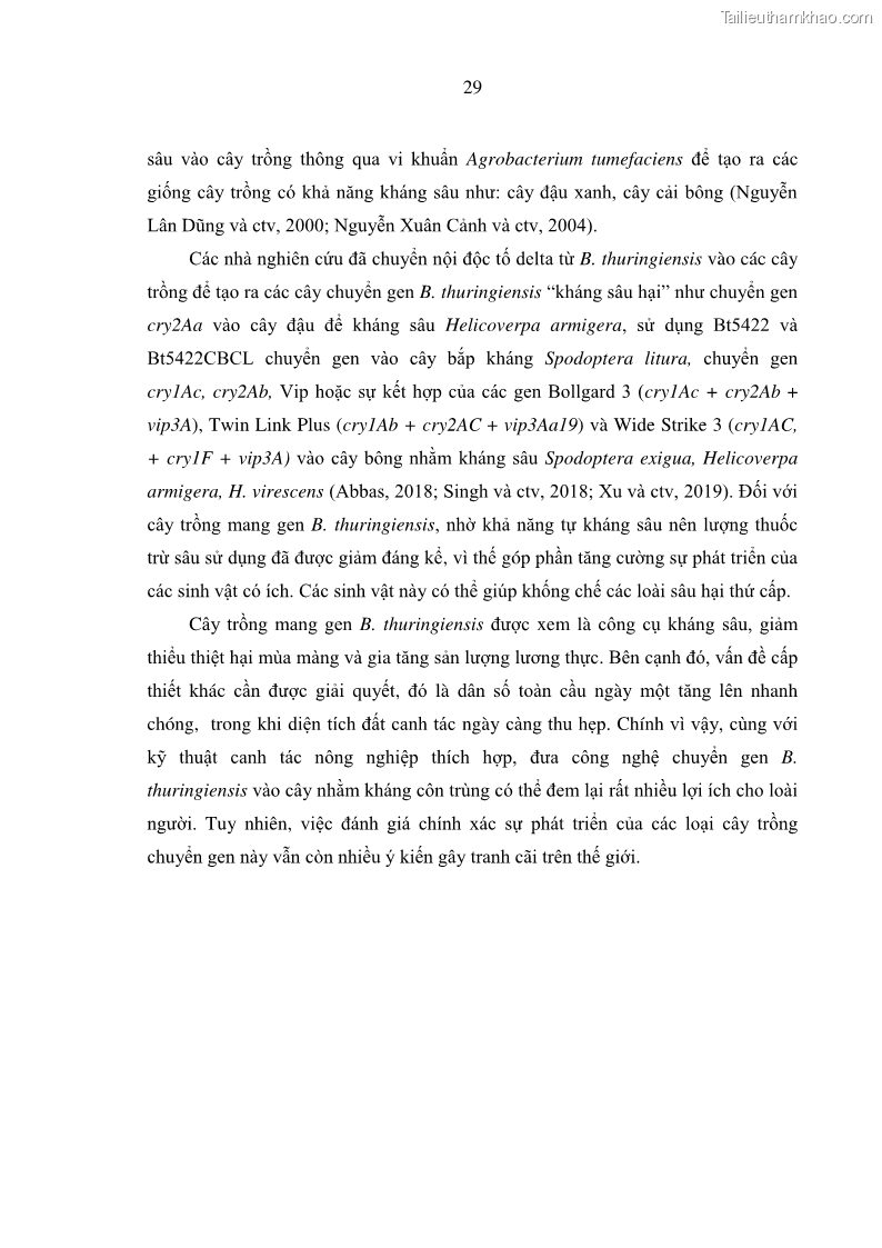 Luận án tiến sĩ bảo vệ thực vật Nghiên cứu sự đa dạng và độc tính của vi khuẩn Bacillus thuringiensis var. kurstaki trên sâu ăn lá hại rau ở Việt Nam - 5 Trang 55