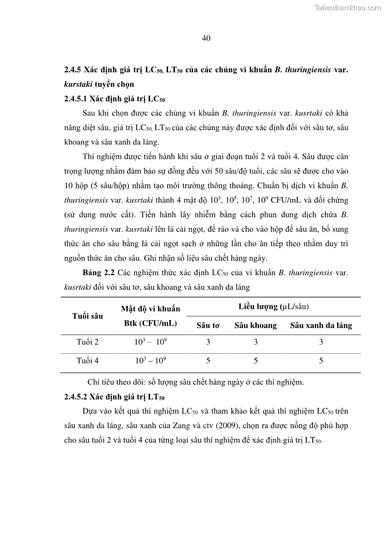 Luận án tiến sĩ bảo vệ thực vật Nghiên cứu sự đa dạng và độc tính của vi khuẩn Bacillus thuringiensis var. kurstaki trên sâu ăn lá hại rau ở Việt Nam - 6 Trang 66