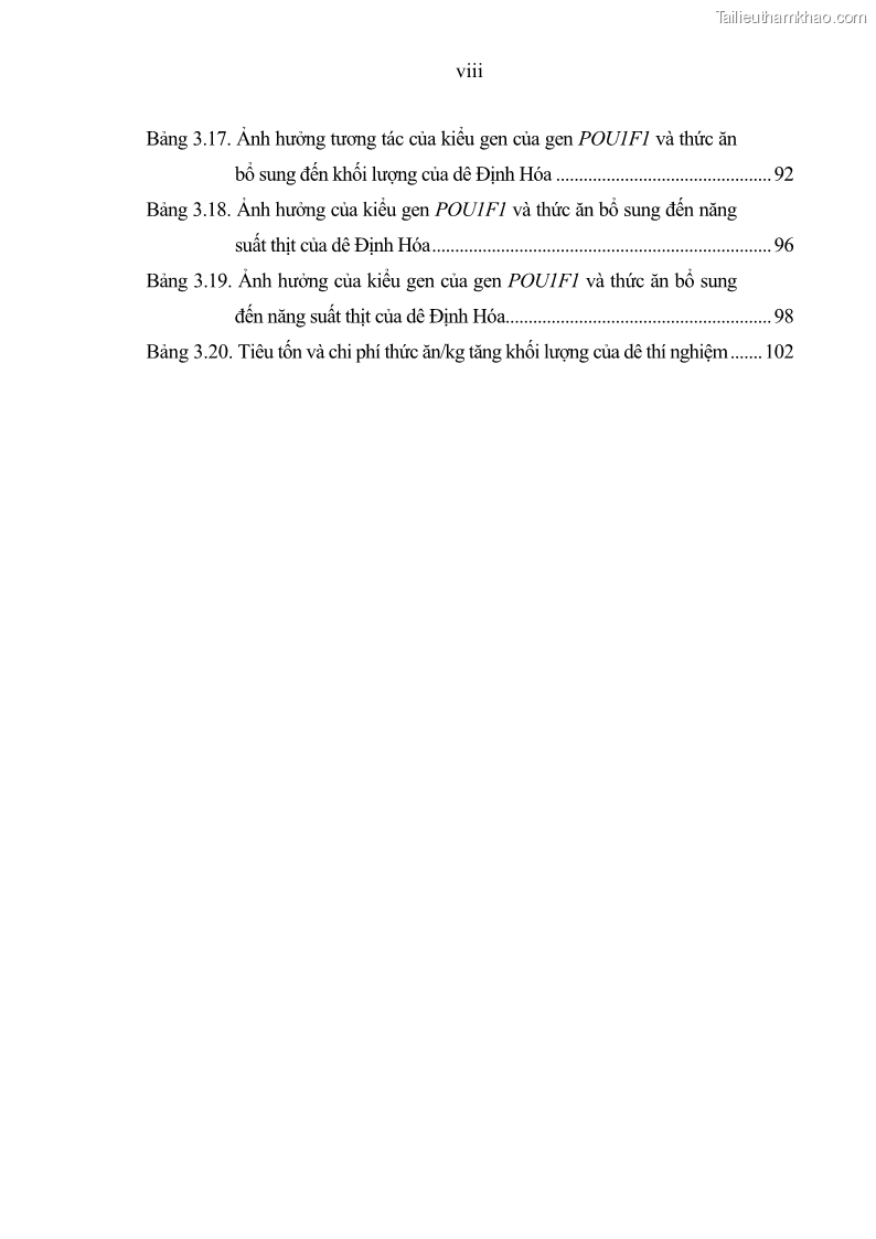 Luận án tiến sĩ chăn nuôi Đặc điểm sinh trưởng và mối tương quan đa hình gen POU1F1 với tính trạng sinh trưởng của dê địa phương Định Hóa - 1 Trang 10