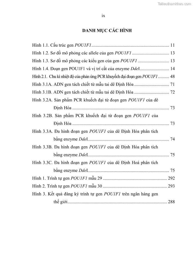 Luận án tiến sĩ chăn nuôi Đặc điểm sinh trưởng và mối tương quan đa hình gen POU1F1 với tính trạng sinh trưởng của dê địa phương Định Hóa - 1 Trang 11