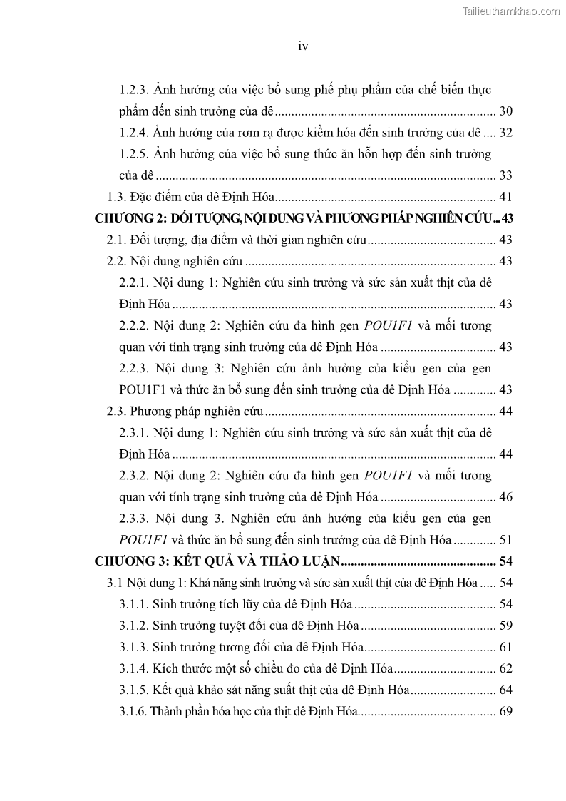 Luận án tiến sĩ chăn nuôi Đặc điểm sinh trưởng và mối tương quan đa hình gen POU1F1 với tính trạng sinh trưởng của dê địa phương Định Hóa - 1 Trang 6