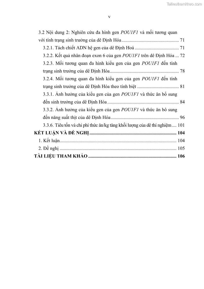 Luận án tiến sĩ chăn nuôi Đặc điểm sinh trưởng và mối tương quan đa hình gen POU1F1 với tính trạng sinh trưởng của dê địa phương Định Hóa - 1 Trang 7