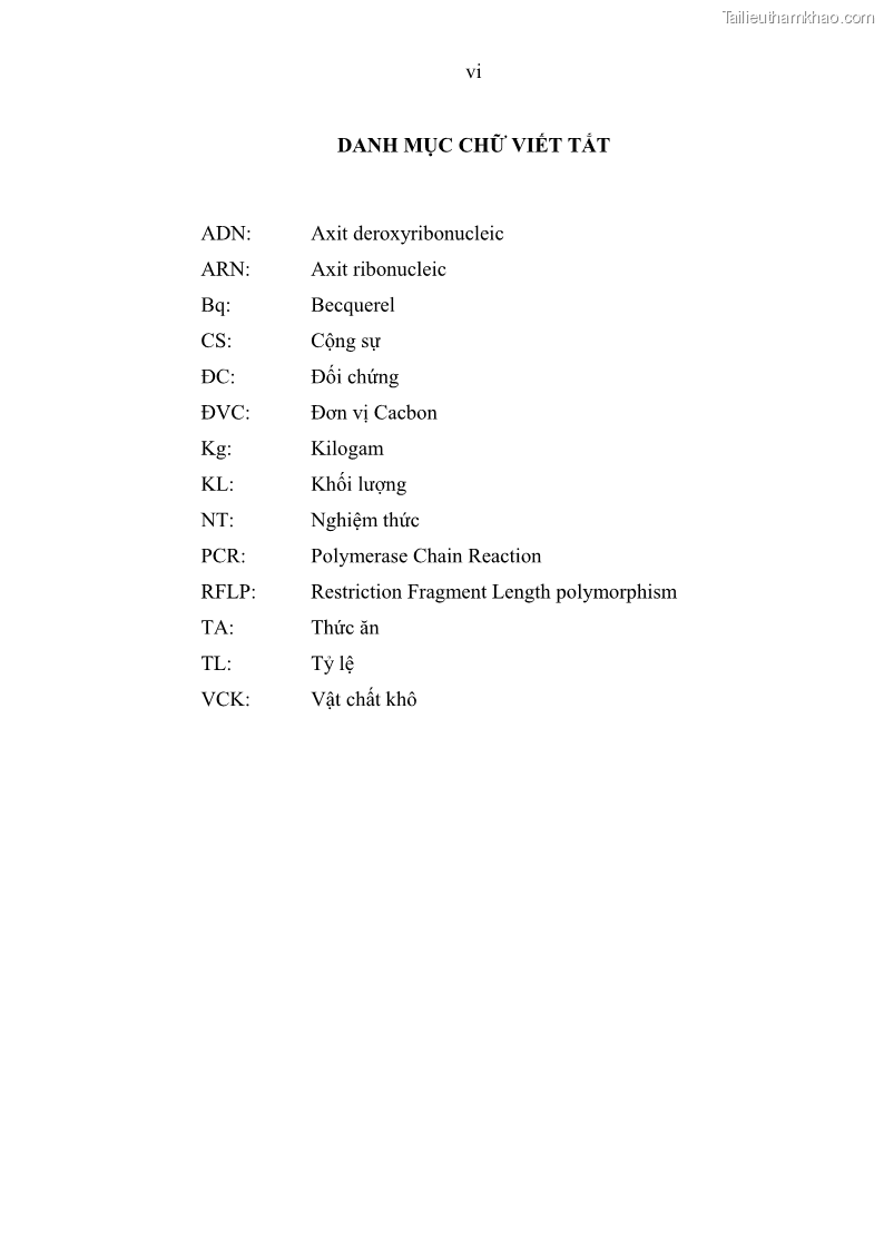 Luận án tiến sĩ chăn nuôi Đặc điểm sinh trưởng và mối tương quan đa hình gen POU1F1 với tính trạng sinh trưởng của dê địa phương Định Hóa - 1 Trang 8