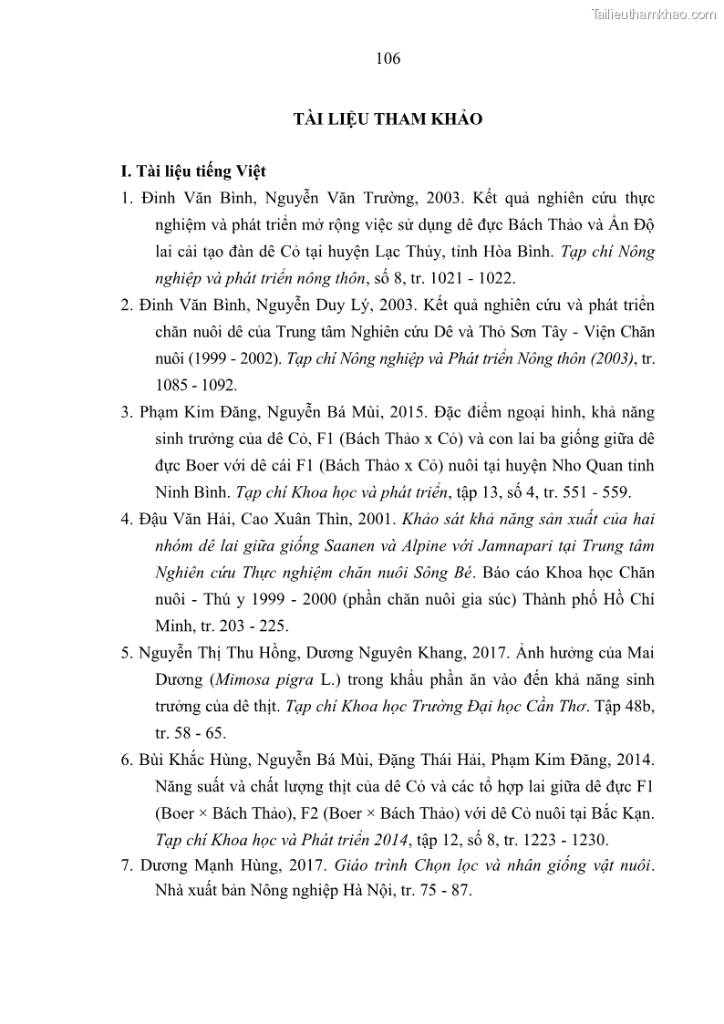 Luận án tiến sĩ chăn nuôi Đặc điểm sinh trưởng và mối tương quan đa hình gen POU1F1 với tính trạng sinh trưởng của dê địa phương Định Hóa - 10 Trang 119