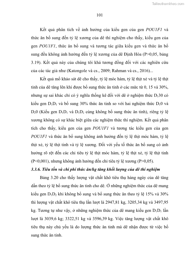 Luận án tiến sĩ chăn nuôi Đặc điểm sinh trưởng và mối tương quan đa hình gen POU1F1 với tính trạng sinh trưởng của dê địa phương Định Hóa - 10 Trang 114