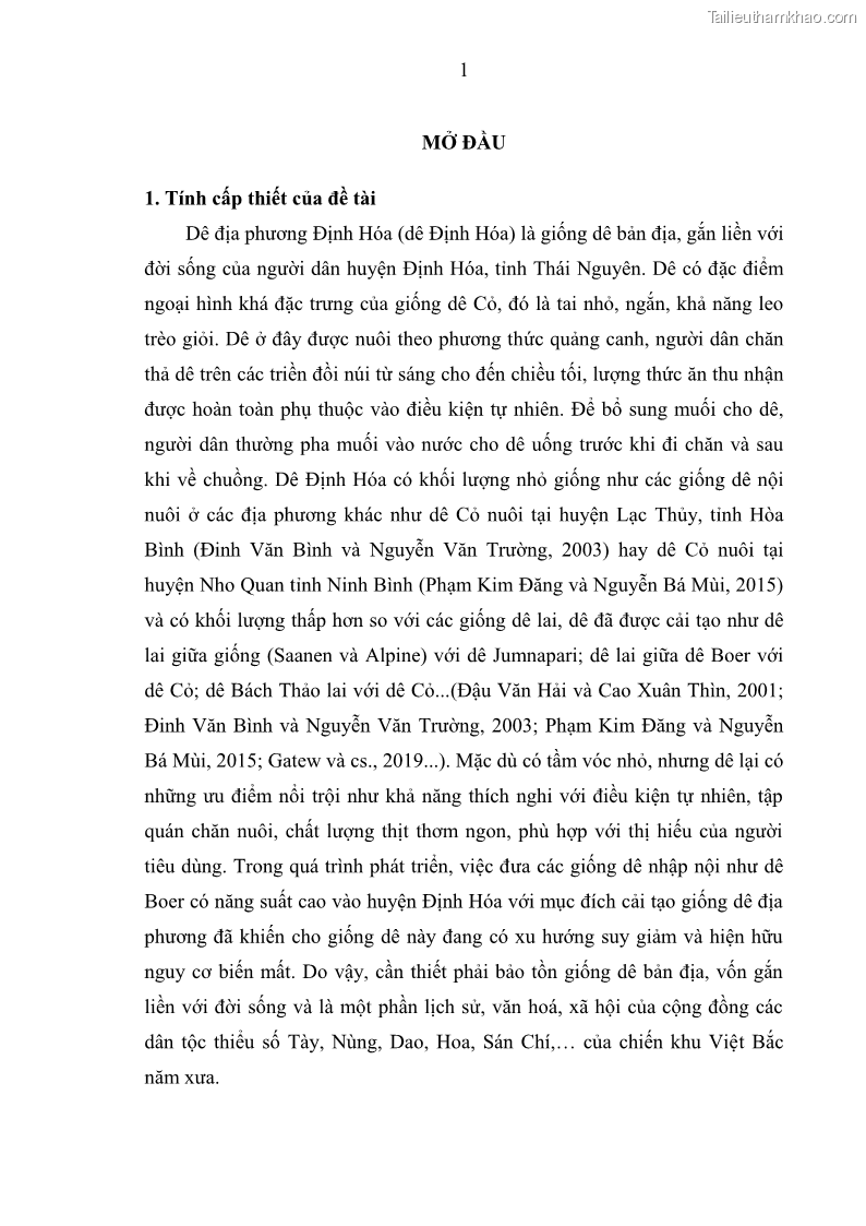 Luận án tiến sĩ chăn nuôi Đặc điểm sinh trưởng và mối tương quan đa hình gen POU1F1 với tính trạng sinh trưởng của dê địa phương Định Hóa - 2 Trang 14