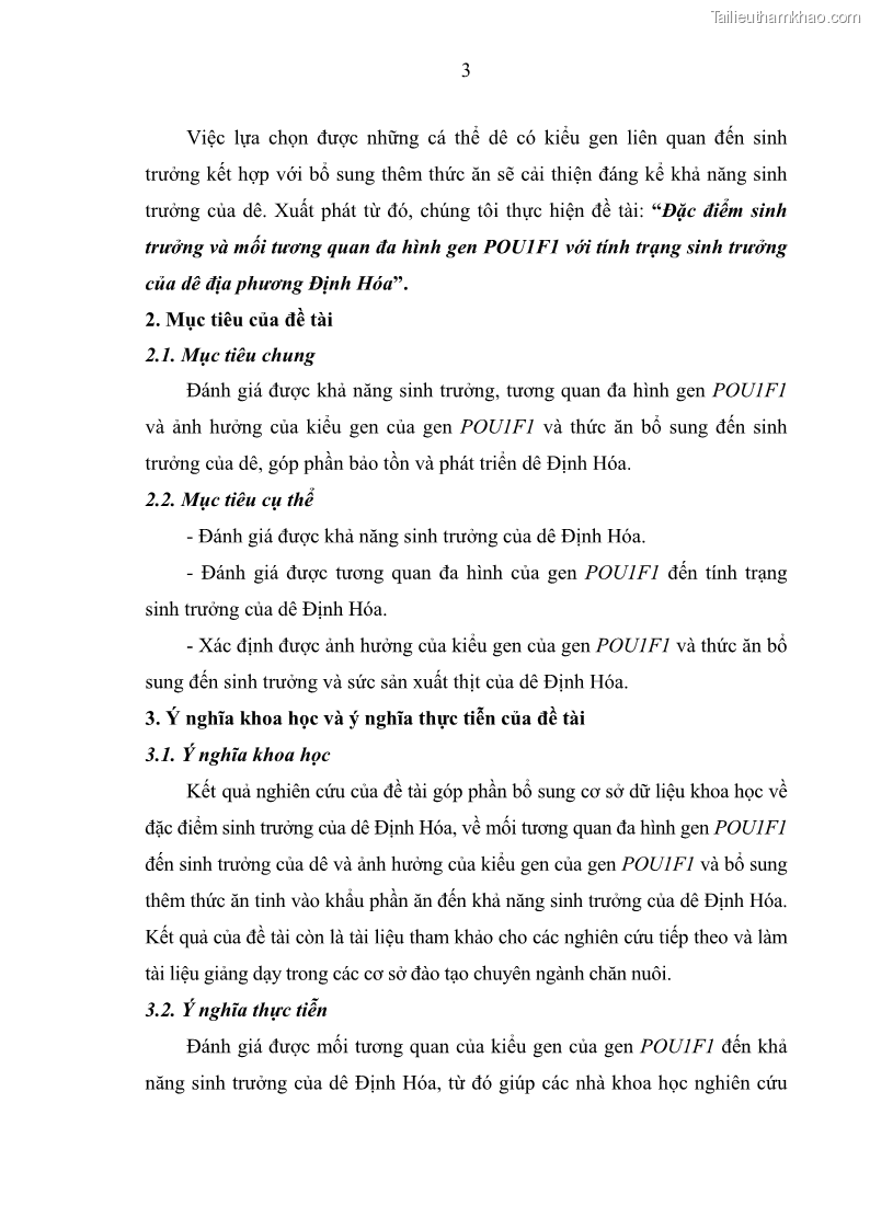 Luận án tiến sĩ chăn nuôi Đặc điểm sinh trưởng và mối tương quan đa hình gen POU1F1 với tính trạng sinh trưởng của dê địa phương Định Hóa - 2 Trang 16
