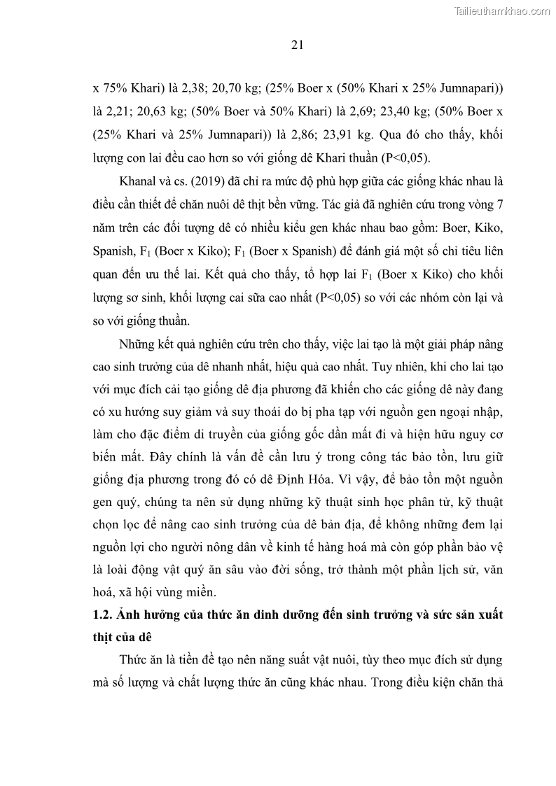 Luận án tiến sĩ chăn nuôi Đặc điểm sinh trưởng và mối tương quan đa hình gen POU1F1 với tính trạng sinh trưởng của dê địa phương Định Hóa - 3 Trang 34