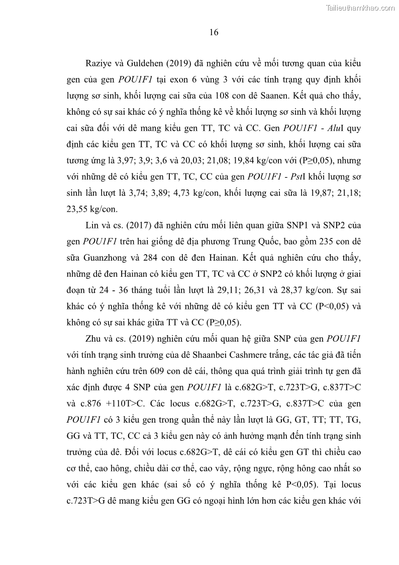 Luận án tiến sĩ chăn nuôi Đặc điểm sinh trưởng và mối tương quan đa hình gen POU1F1 với tính trạng sinh trưởng của dê địa phương Định Hóa - 3 Trang 29