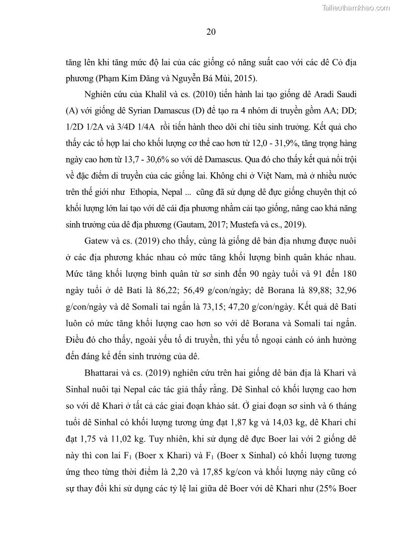 Luận án tiến sĩ chăn nuôi Đặc điểm sinh trưởng và mối tương quan đa hình gen POU1F1 với tính trạng sinh trưởng của dê địa phương Định Hóa - 3 Trang 33