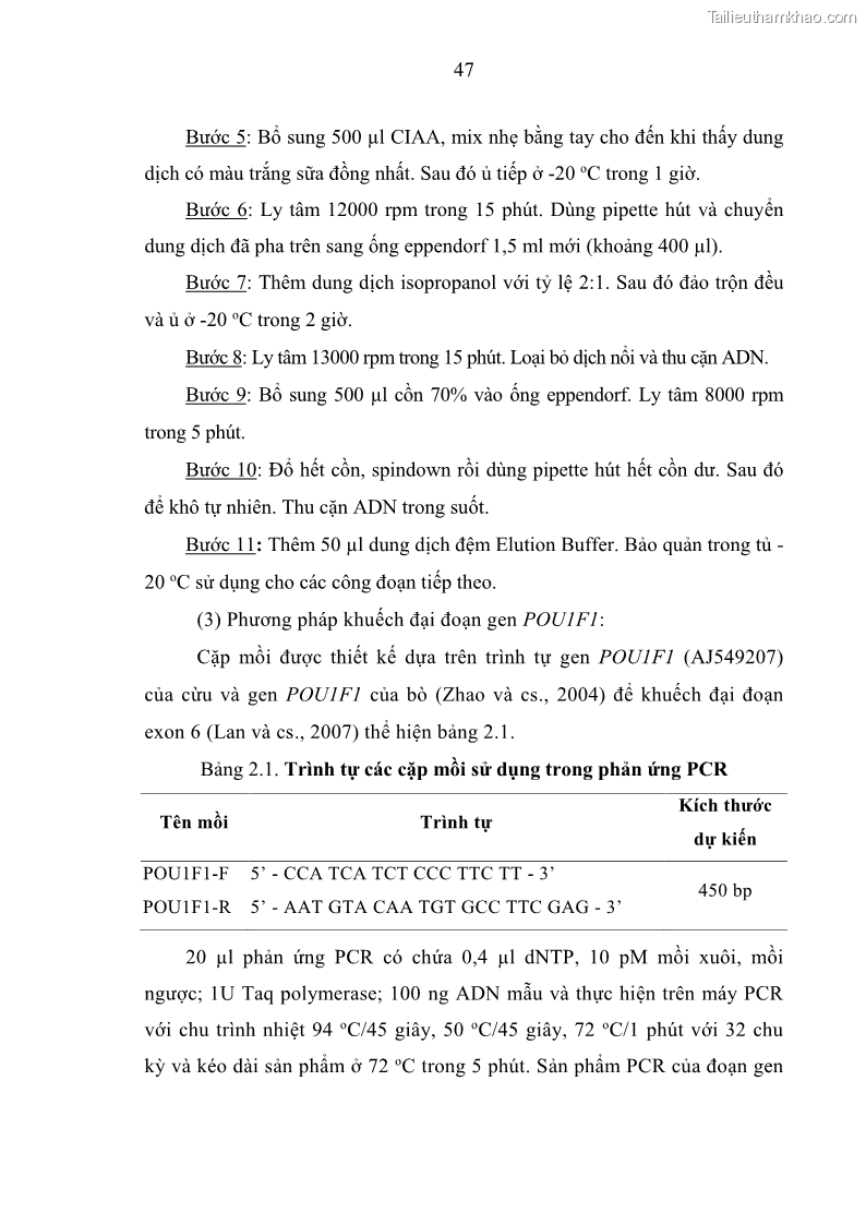 Luận án tiến sĩ chăn nuôi Đặc điểm sinh trưởng và mối tương quan đa hình gen POU1F1 với tính trạng sinh trưởng của dê địa phương Định Hóa - 5 Trang 60