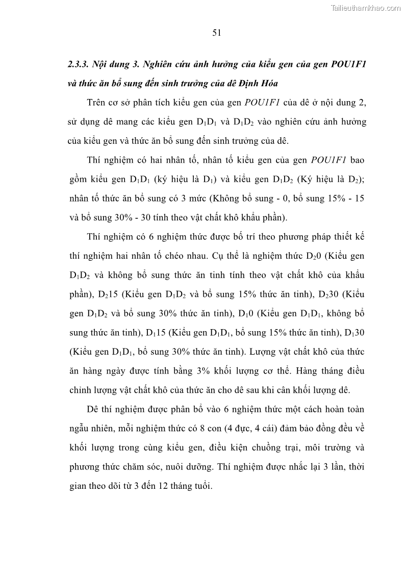 Luận án tiến sĩ chăn nuôi Đặc điểm sinh trưởng và mối tương quan đa hình gen POU1F1 với tính trạng sinh trưởng của dê địa phương Định Hóa - 6 Trang 64